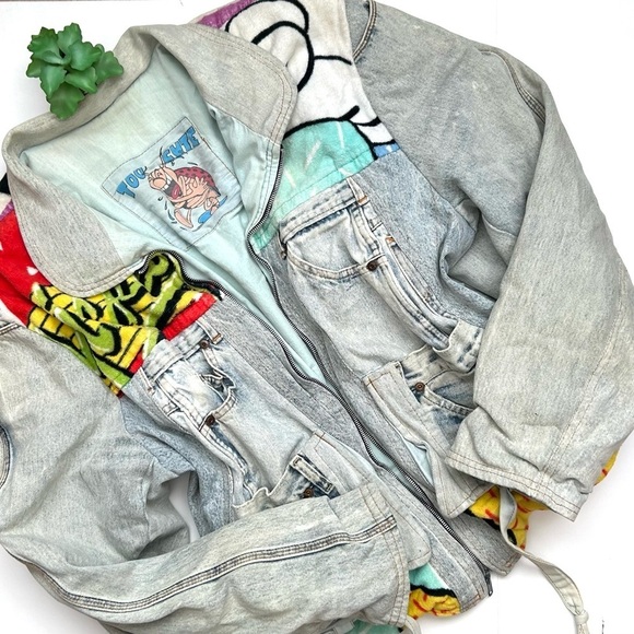 90's Vintage Guetta Brothers Too Cute Disney Mickey Mouse Denim Jean Jacket - Picture 3 of 14